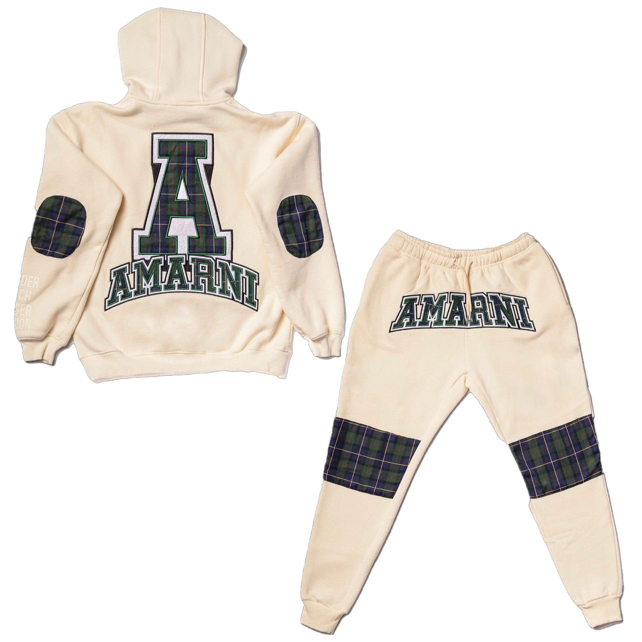 AMARNI CREAM TARTAN HOODIE + JOGGERS SET