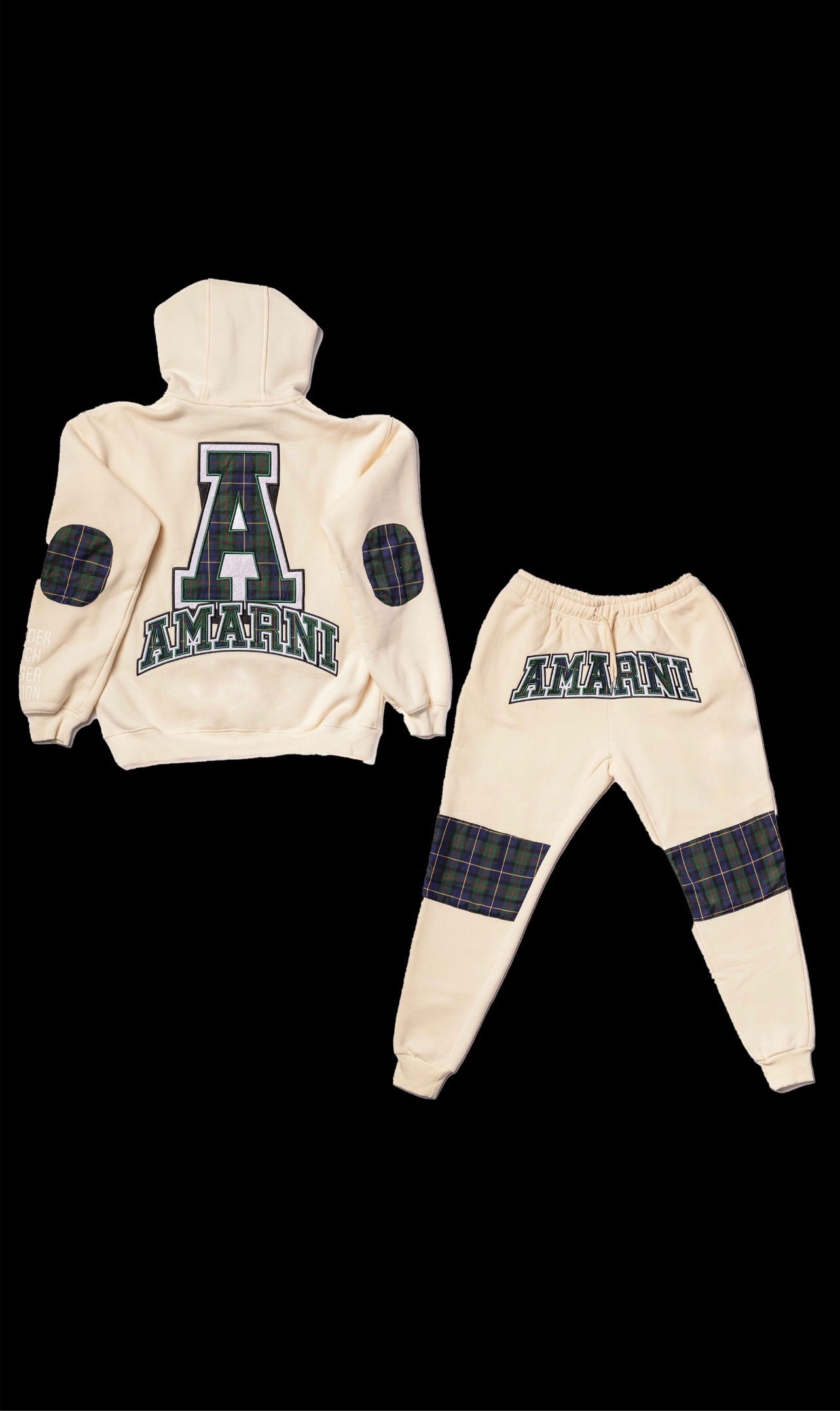 AMARNI CREAM TARTAN HOODIE + JOGGERS SET