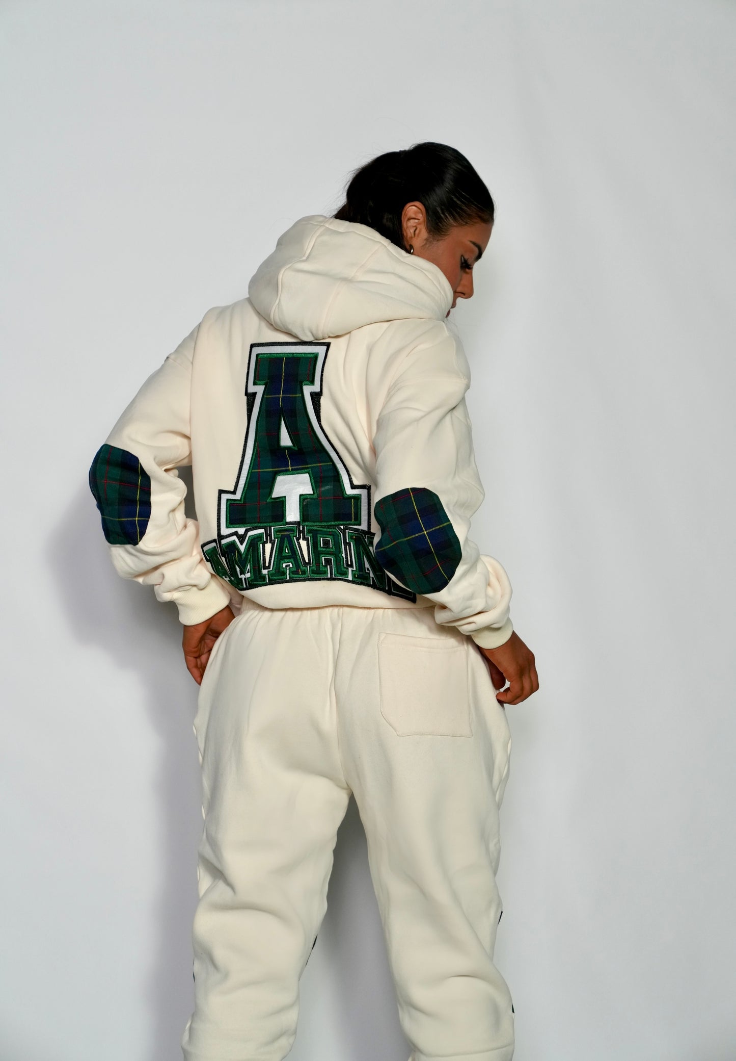 AMARNI CREAM TARTAN HOODIE + JOGGERS SET