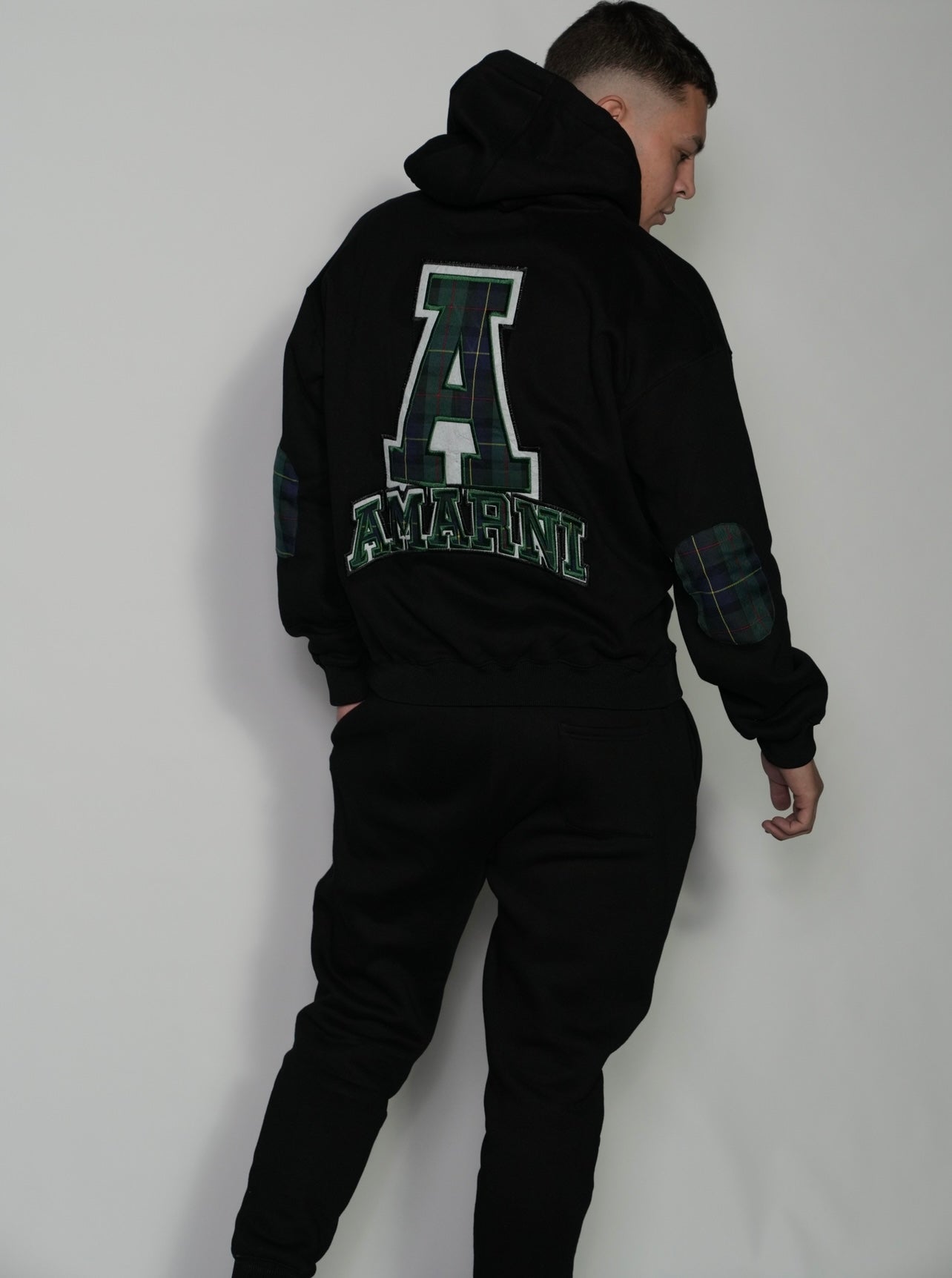 AMARNI BLACK TARTAN HOODIE + JOGGERS SET