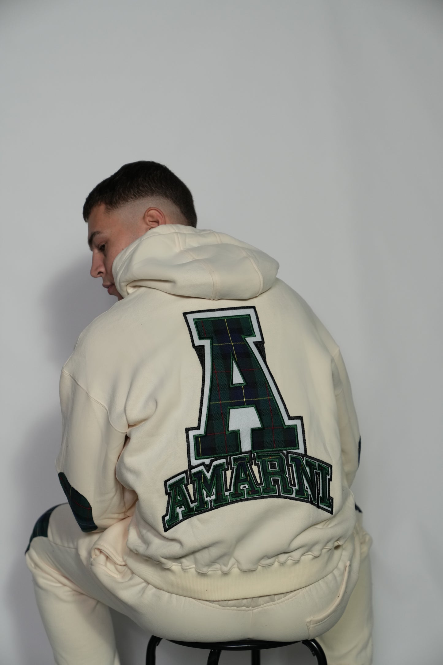 AMARNI CREAM TARTAN HOODIE + JOGGERS SET