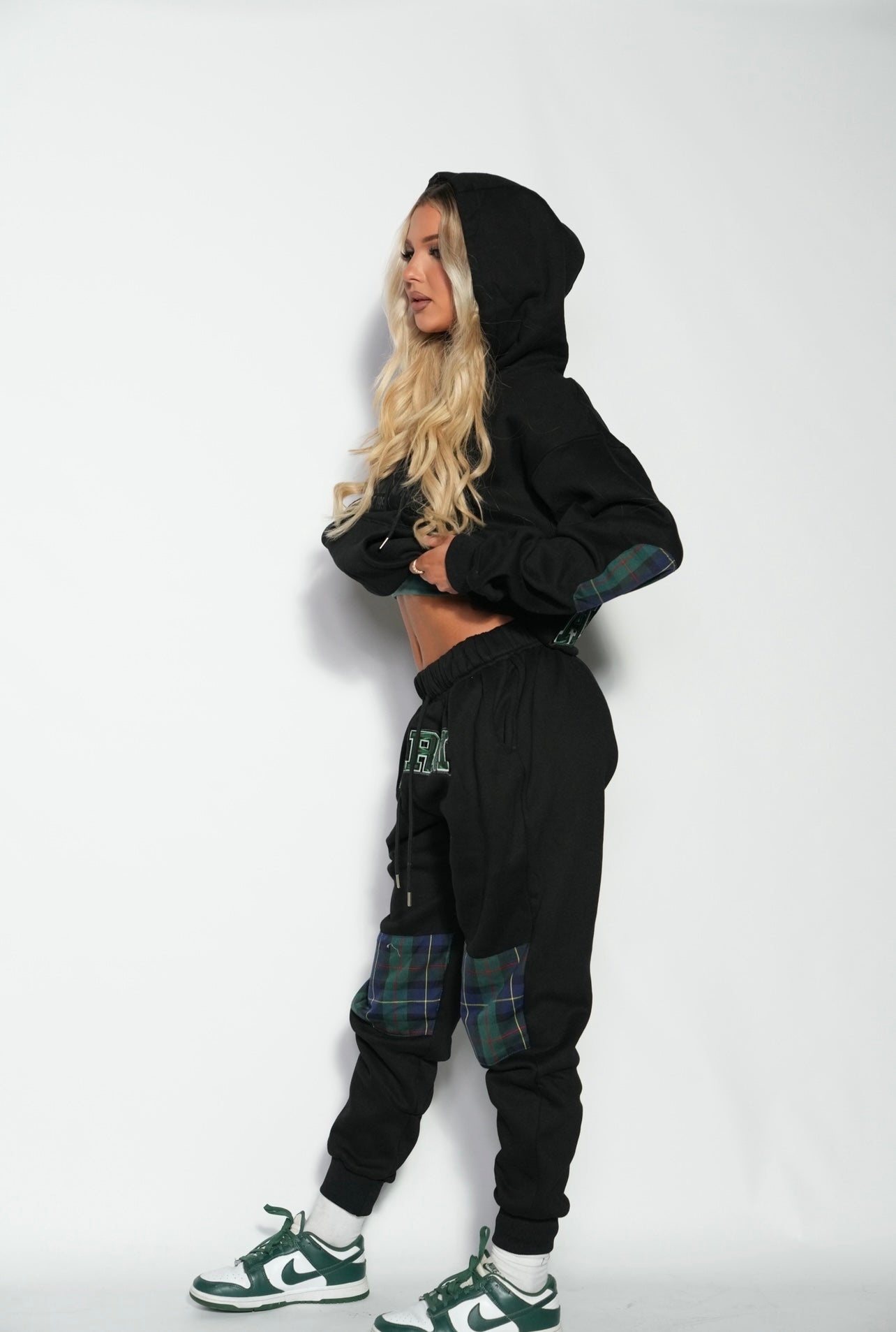 AMARNI BLACK TARTAN HOODIE + JOGGERS SET