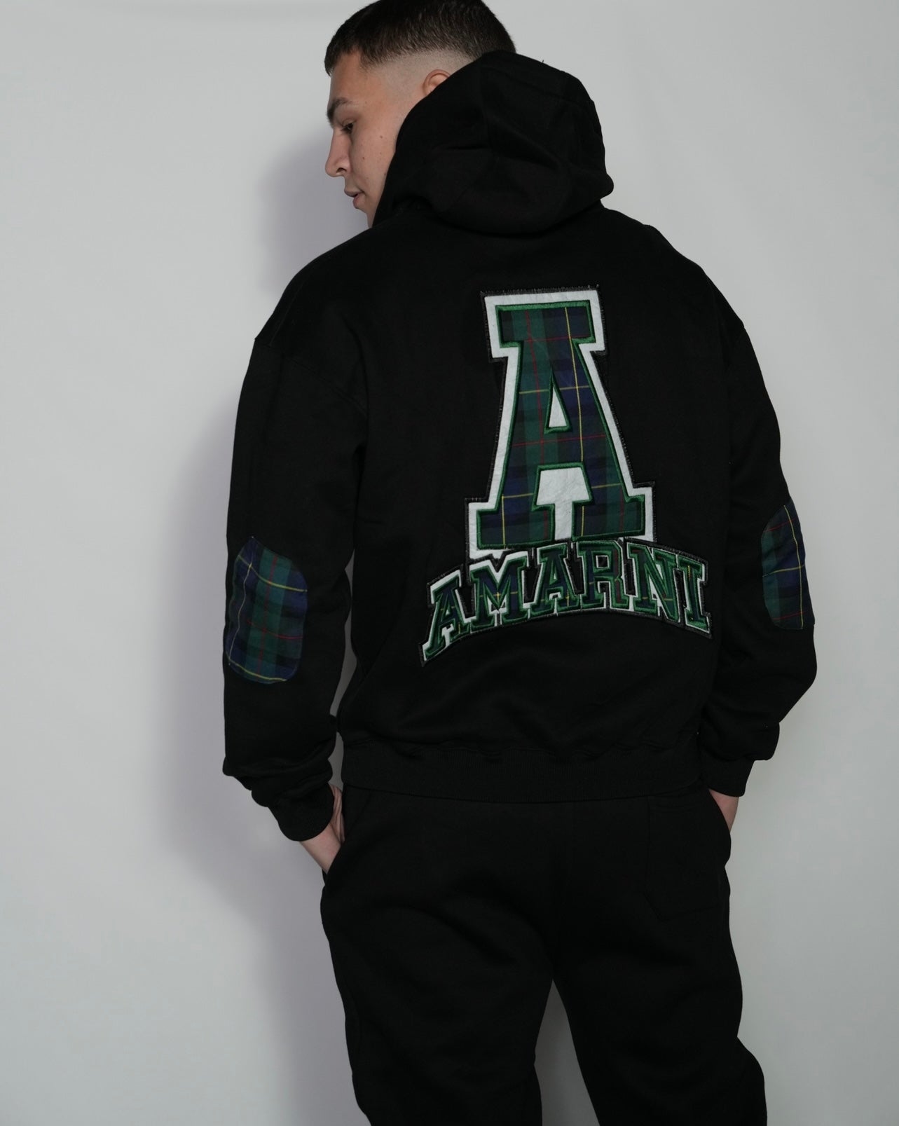 AMARNI BLACK TARTAN HOODIE + JOGGERS SET