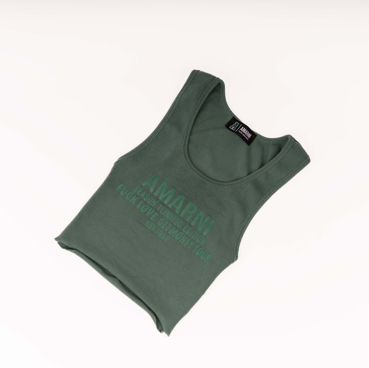 AMARNI RIBBED SINGLET (FOREST GREEN)