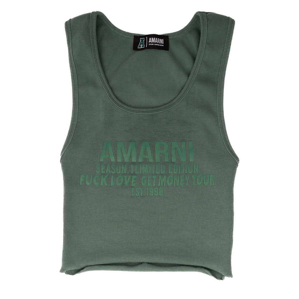 AMARNI RIBBED SINGLET (FOREST GREEN)