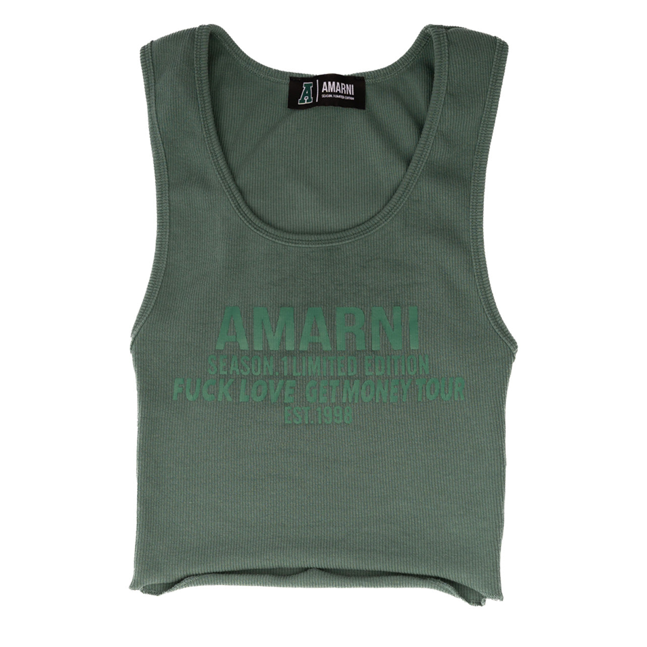 AMARNI RIBBED SINGLET (FOREST GREEN)