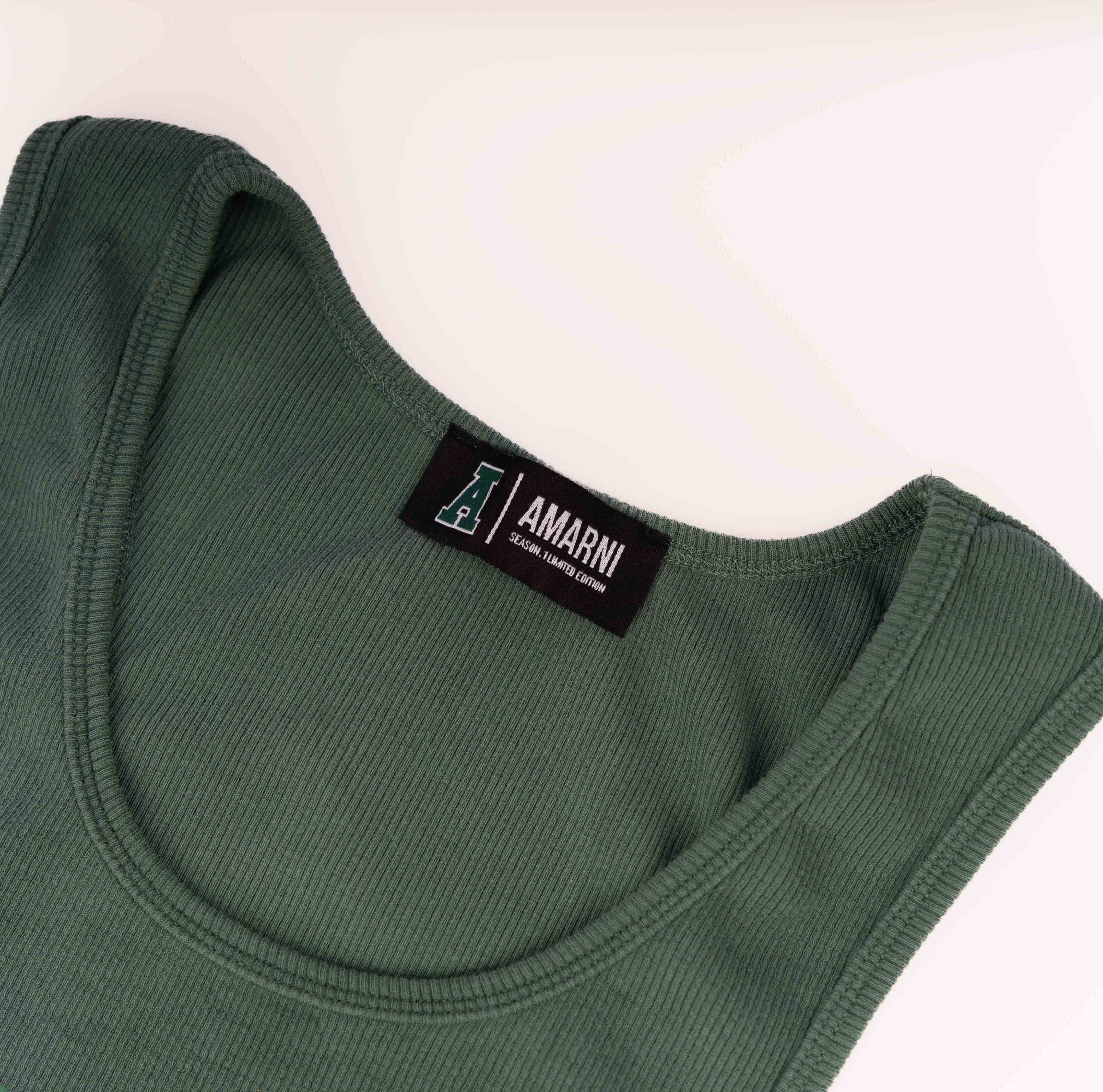 AMARNI RIBBED SINGLET (FOREST GREEN)