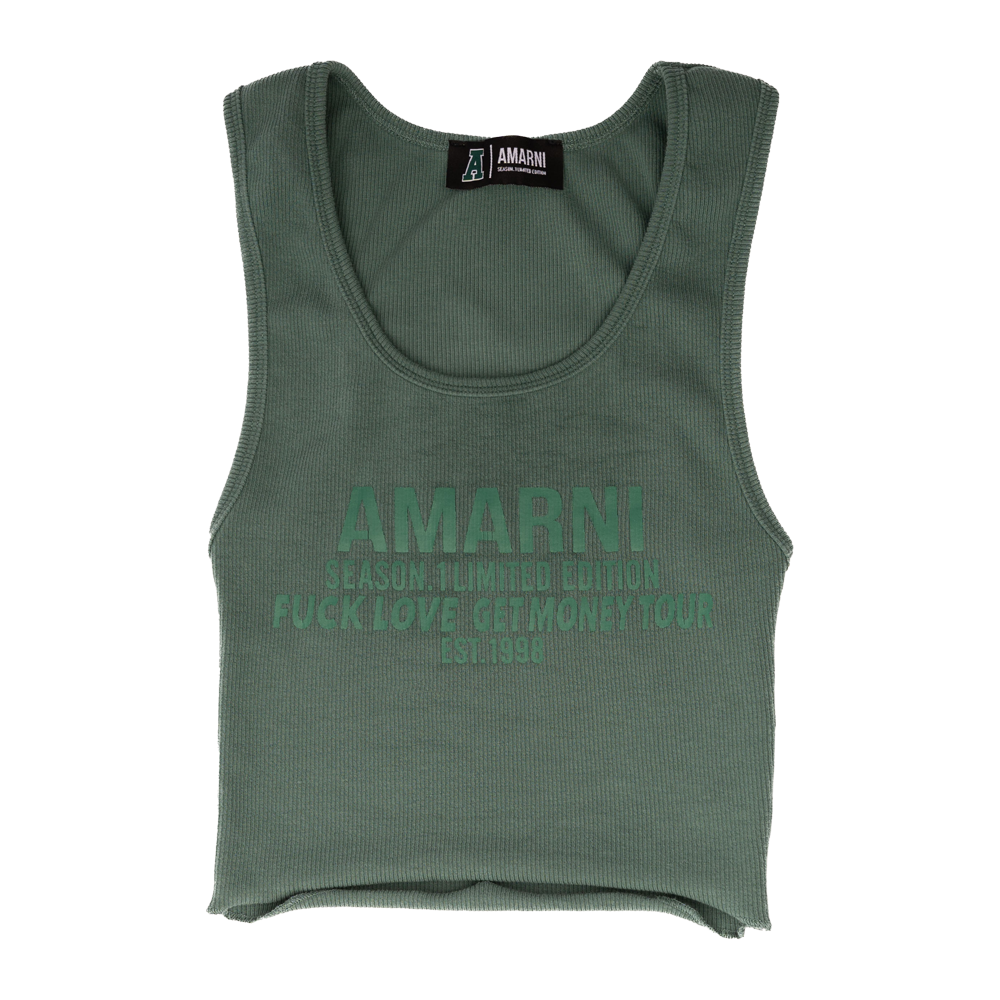 AMARNI RIBBED SINGLET (FOREST GREEN)